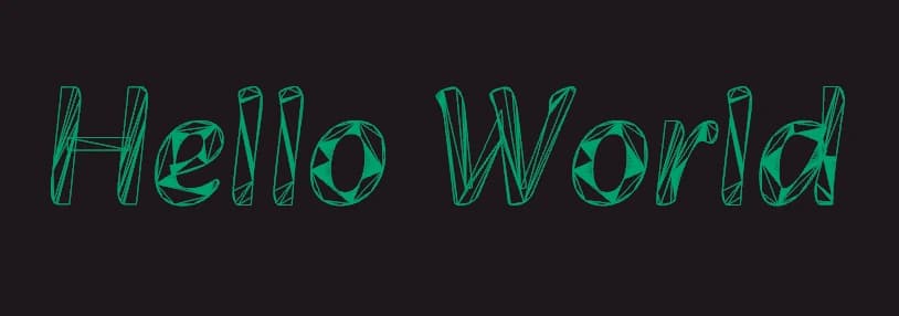 Wireframe of the geometry generated by Three FontLoader for the text Hello World